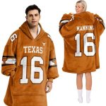 Longhorns Manning 16 Football Blanket Hoodie