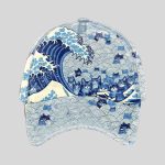 Unisex Blue Waves & Cats Print Hat