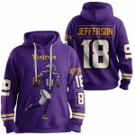 Vikings Jefferson 18 Football Unisex Hoodie