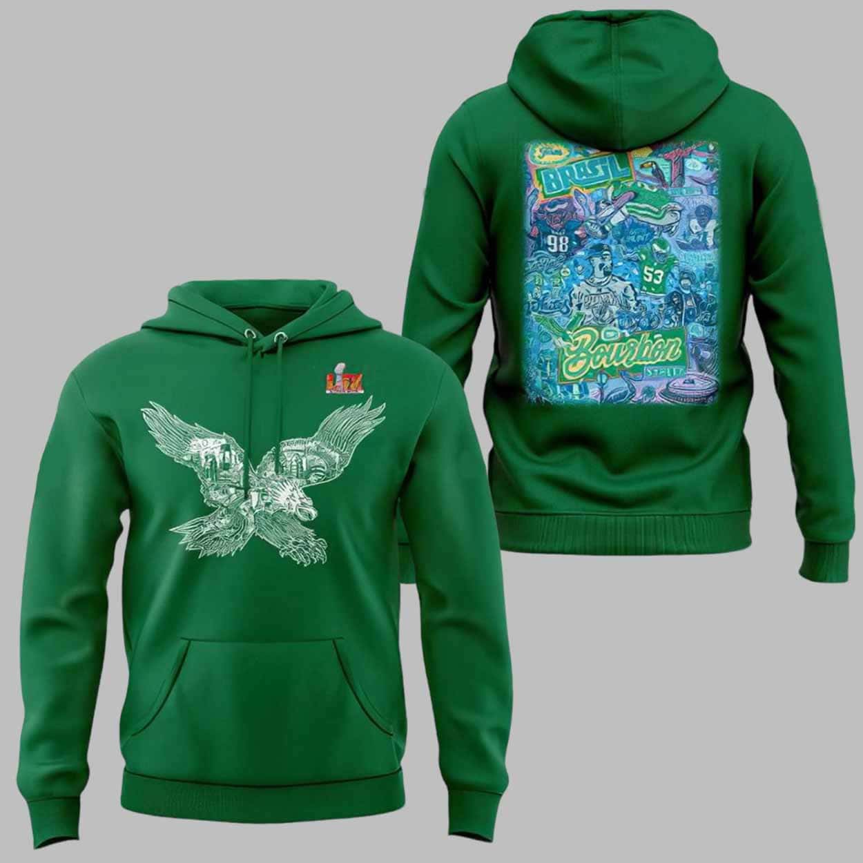 Eagles From Brazil To Bourbon Street Super Bowl LIX 2025 Hoodie Eagles From Brazil To Bourbon Street Super Bowl LIX 2025 Hoodie