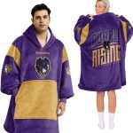 Ravens Purple Rising Football Blanket Hoodie