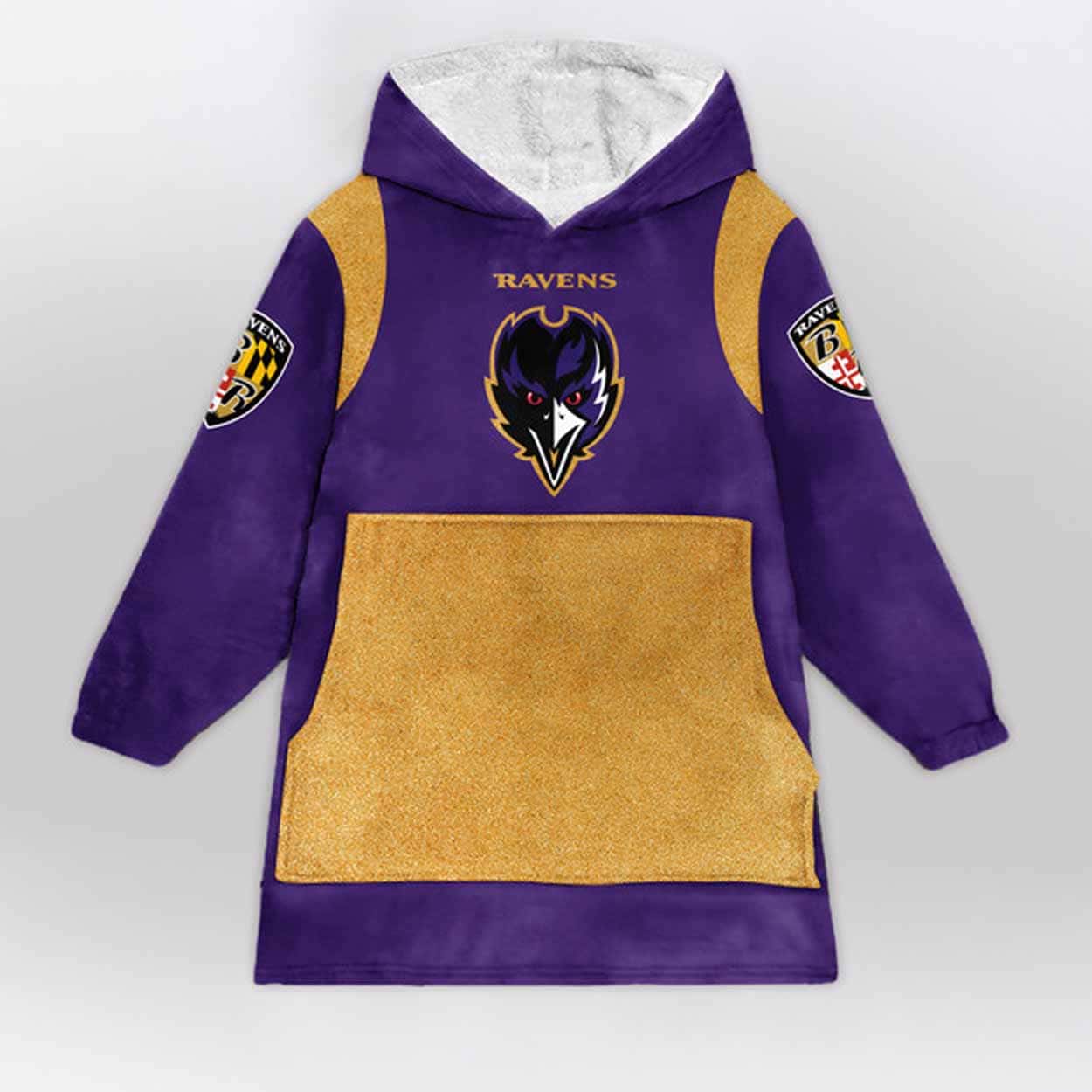 Ravens Purple Rising Football Blanket Hoodie Ravens Purple Rising Football Blanket Hoodie