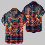 American Flag Chef Pig Beer Barbecue Chest Hawaiian Shirt