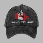 Canada True North Strong And Free Est 1867 Print Baseball Hat