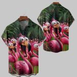 Flamingo Funny Shock Art Chest Pocket Hawaiian Shirt