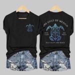 The Gulf Of Mexico Stay Salty And Resist Printed V Neck Shirt