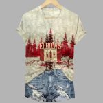Women's Retro Canada Elbows Up Printed V Neck Shirt