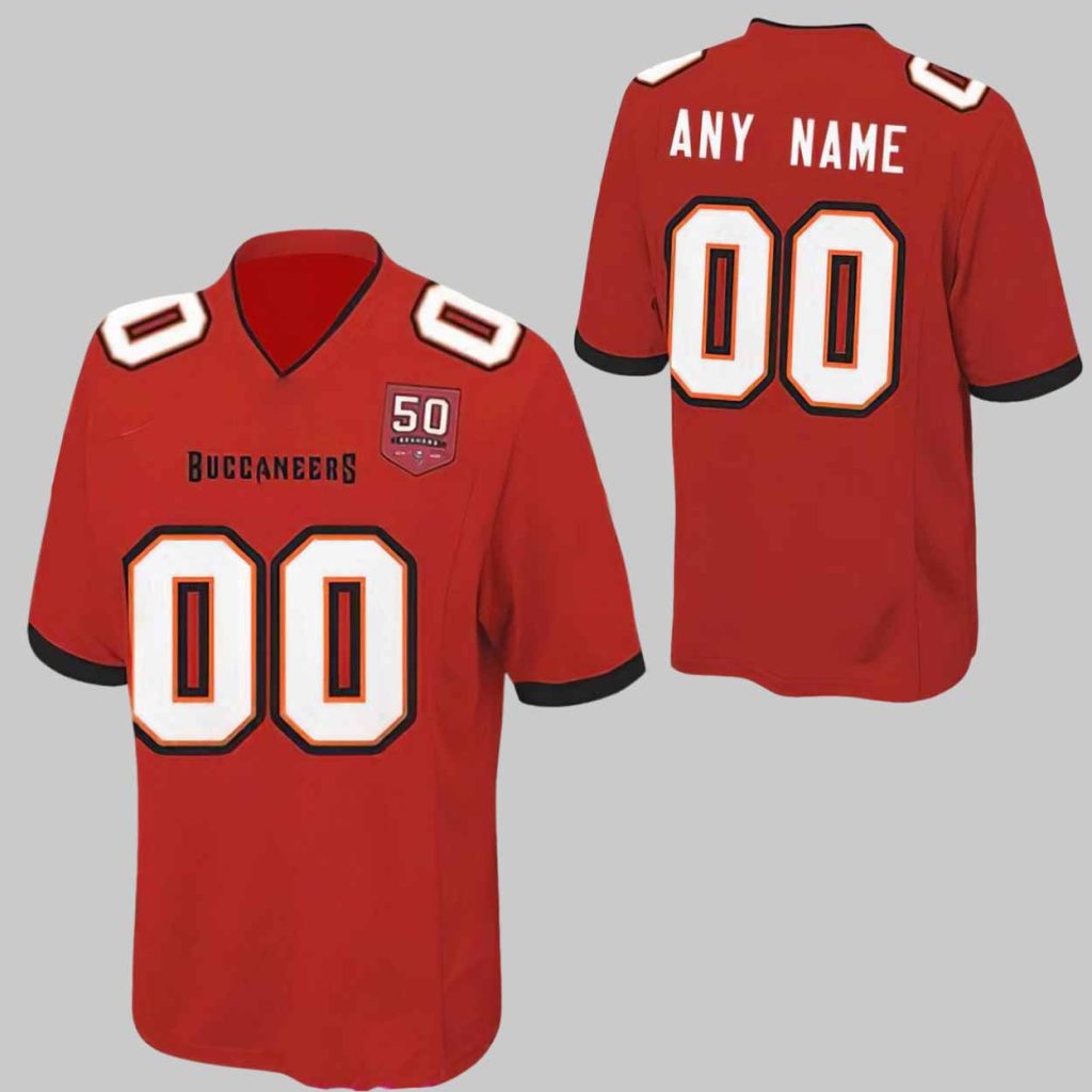 Buccaneers Celebrate The Legacy of 50 Seasons Red Football Jersey 1 Buccaneers Celebrate The Legacy of 50 Seasons Red Football Jersey 1