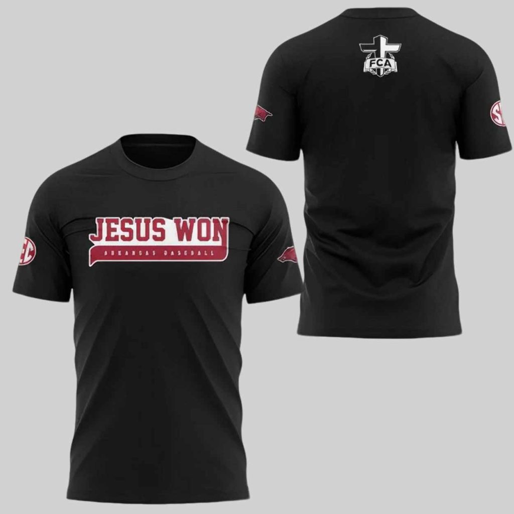 FCA Jesus Won Arkansas Baseball Shirt FCA Jesus Won Arkansas Baseball Shirt