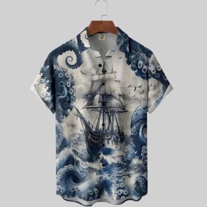 Octopus Pirate Ship Hawaiian Shirt 2
