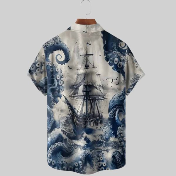 Octopus Pirate Ship Hawaiian Shirt