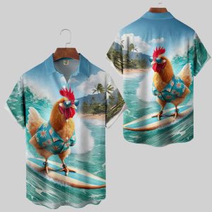 Summer Chicken Surf Beach Hawaiian Shirt 1