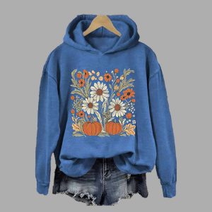 Boho Fall Floral Pumpkin Hoodie 3