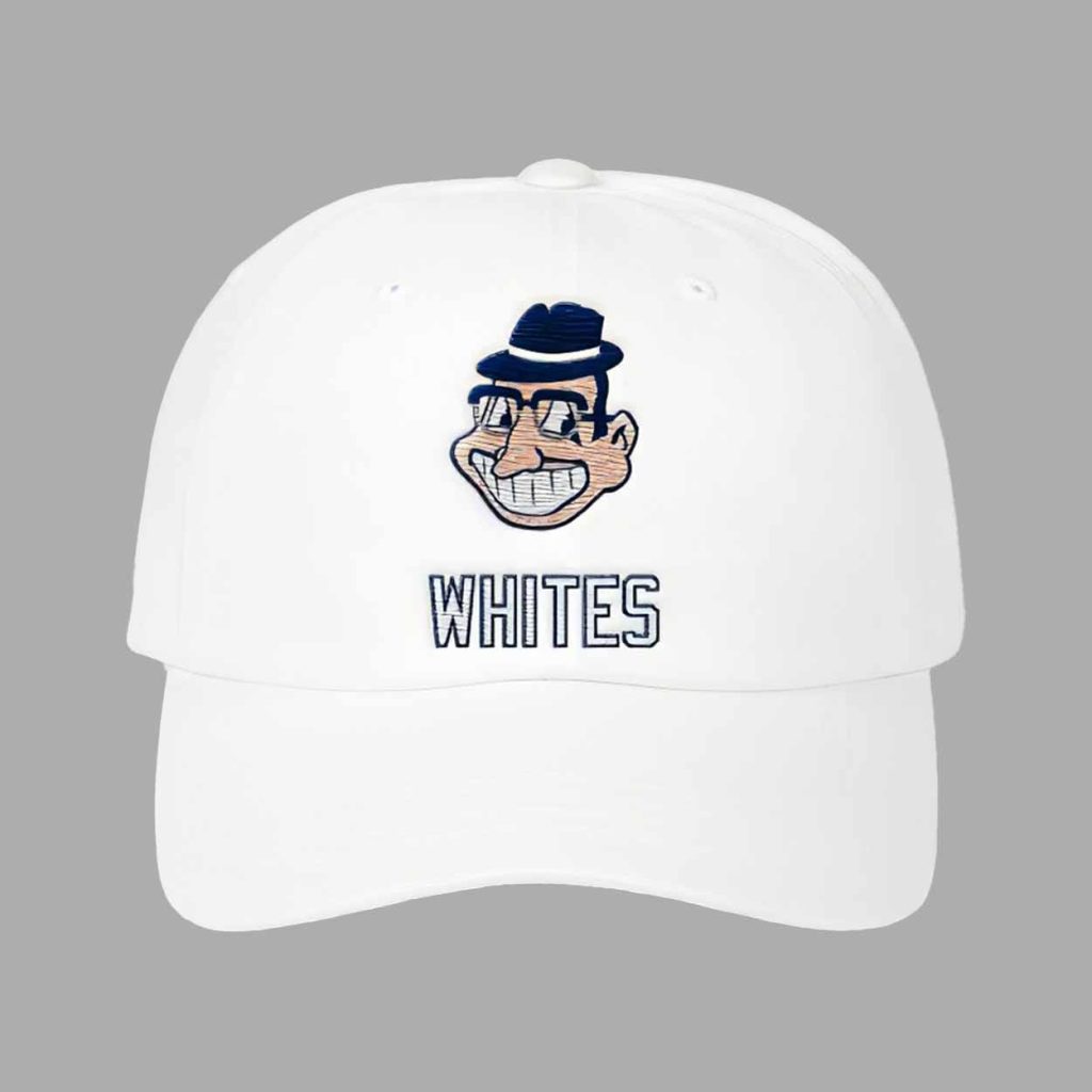 Whites Cleveland Indians Name And Logo Hat 1