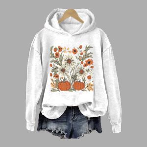 Boho Fall Floral Pumpkin Hoodie 2