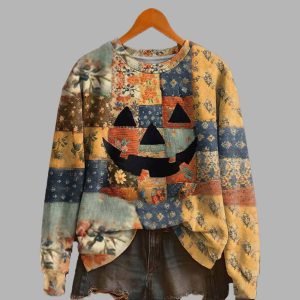 Women’s Halloween Print Crew Neck Sweatshirt
