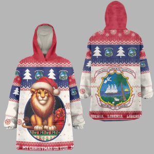 Lion Santa Liberia Christmas Wearable Blanket Hoodie 1
