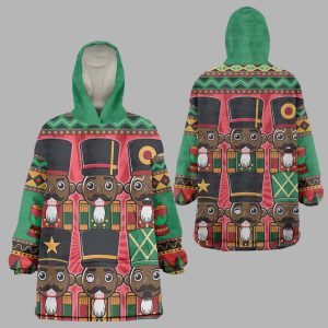 Black Nutcrackers Wearable Blanket Hoodie 1