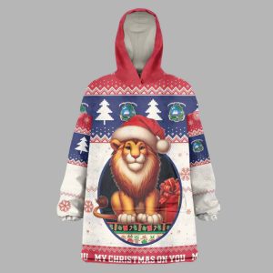 Lion Santa Liberia Christmas Wearable Blanket Hoodie 2