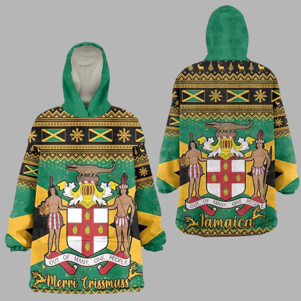 Afro Jamaicans Merry Christmas Wearable Blanket Hoodie 1 Afro Jamaicans Merry Christmas Wearable Blanket Hoodie 1