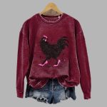 Chicken In High Heels Print Casual Cotton Sweatshirt
