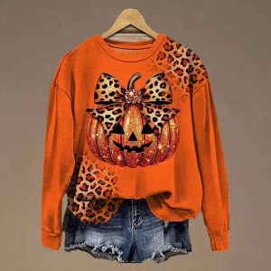 Halloween Art Print Casual Cotton Sweatshirt 2