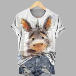 Cute Donkey Art Prints Casual Shirt
