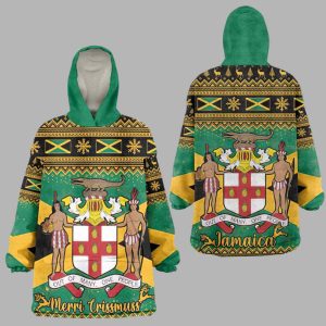 Afro Jamaicans Merry Christmas Wearable Blanket Hoodie 1