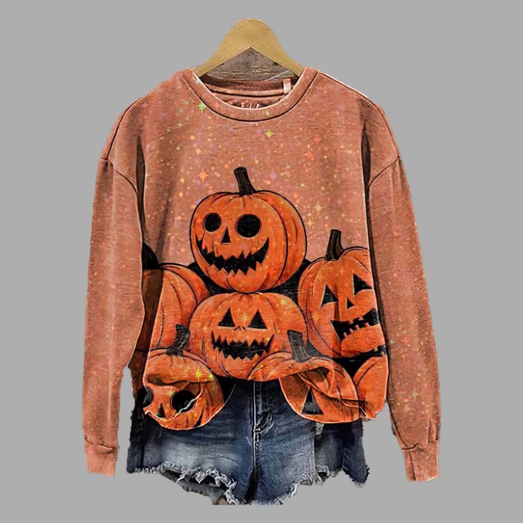 Halloween Pumpkin Prints Casual Cotton Sweatshirt 1 Halloween Pumpkin Prints Casual Cotton Sweatshirt 1
