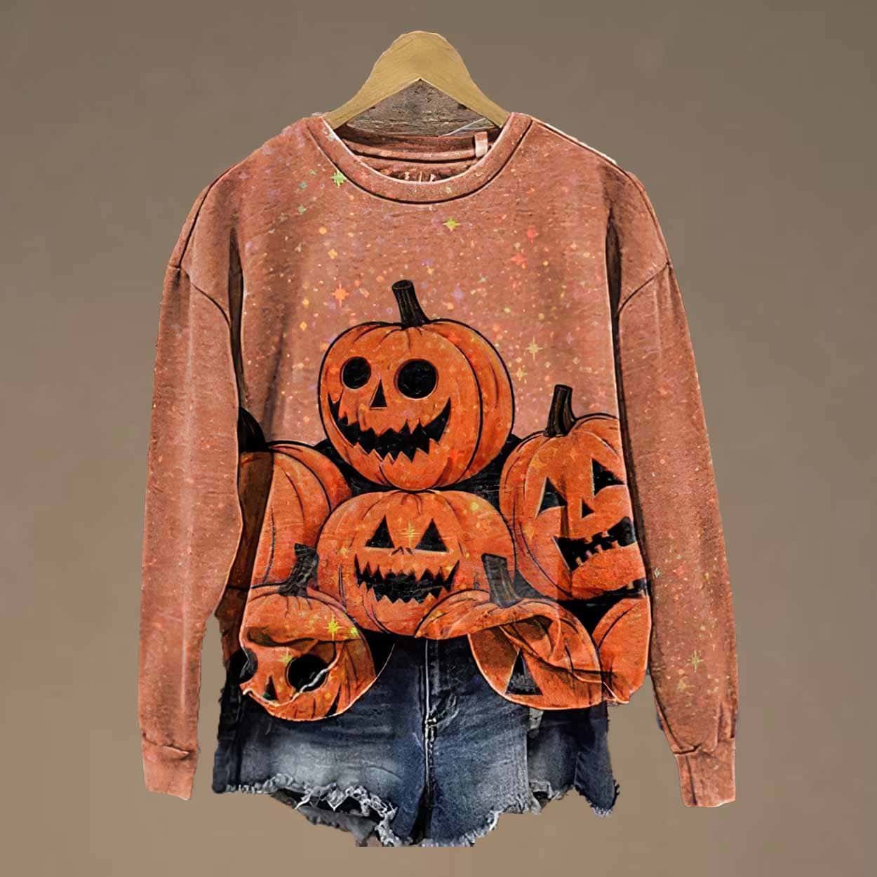 Halloween Pumpkin Prints Casual Cotton Sweatshirt Halloween Pumpkin Prints Casual Cotton Sweatshirt