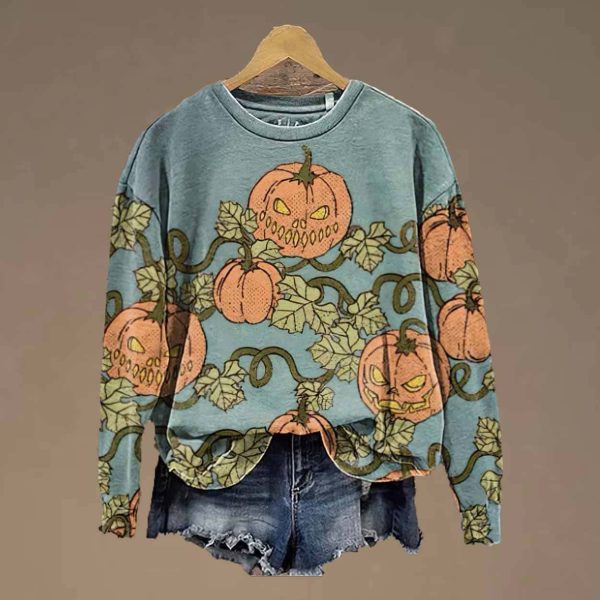 Halloween Pumpkin Prints Casual Sweatshirt