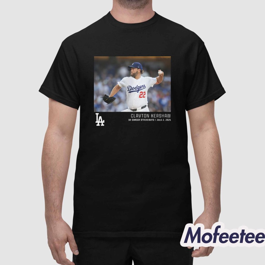 Los Angeles Baseball Clayton Kershaw 3K Career Strikeouts Micro Moments Shirt 1