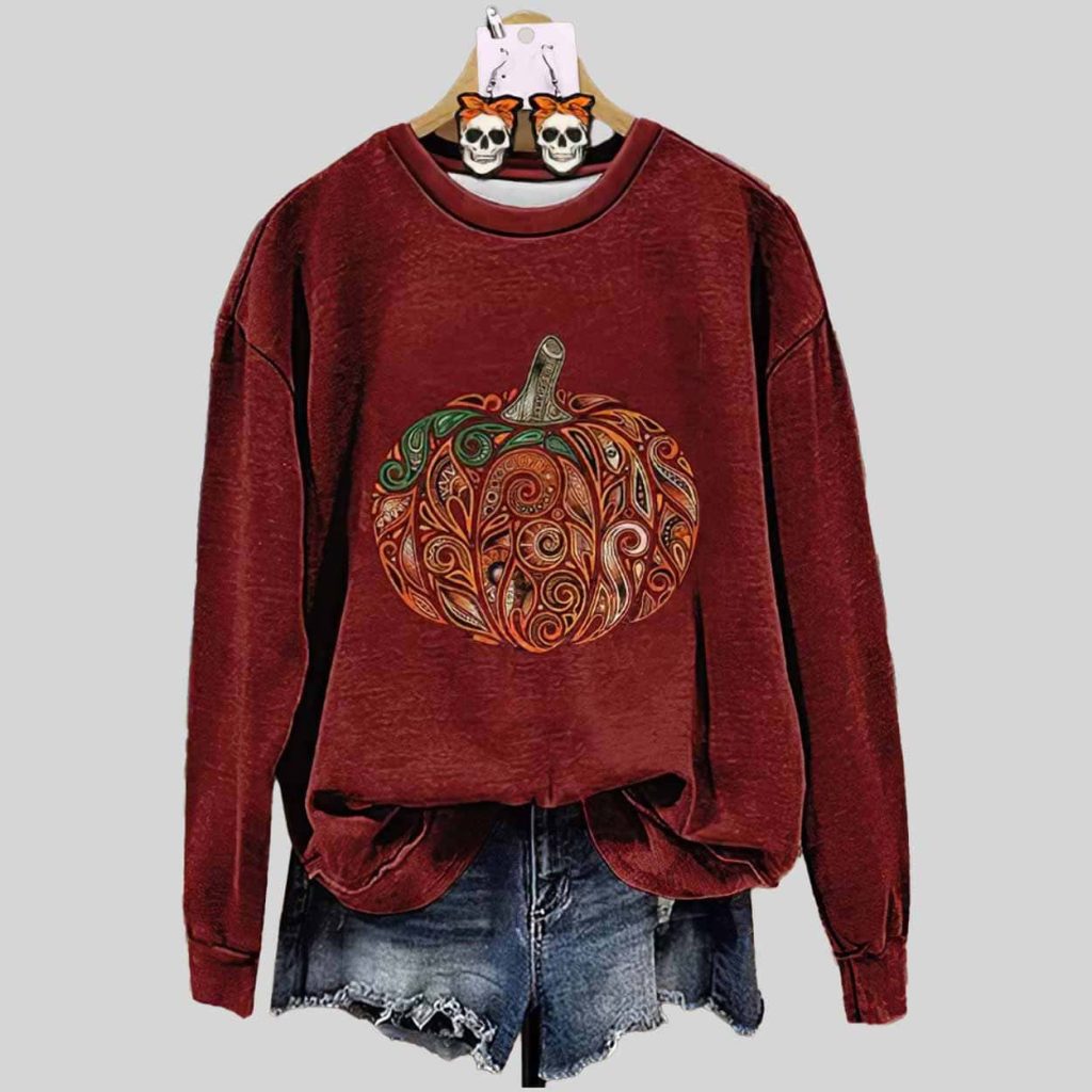 Perris Floral Halloween Pumpkin Sweatshirt 1