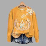 Pumpkin Art Print Casual Cotton Sweatshirt