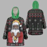 Santa Claus African Christmas Wearable Blanket Hoodie