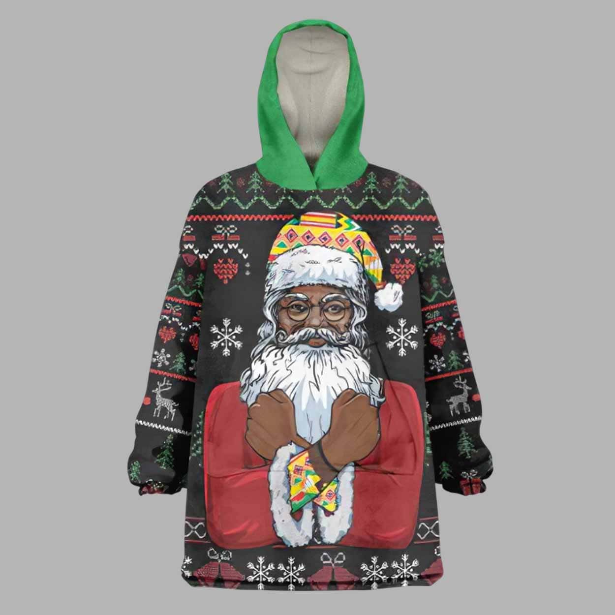 Santa Claus African Christmas Wearable Blanket Hoodie Santa Claus African Christmas Wearable Blanket Hoodie