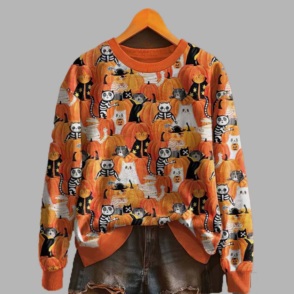 Womens Retro Halloween Graphic Sweatshirt 1