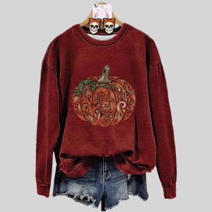 Perris Floral Halloween Pumpkin Sweatshirt 1