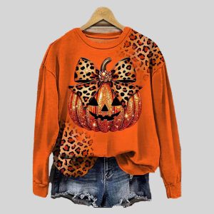 Halloween Art Print Casual Cotton Sweatshirt 1
