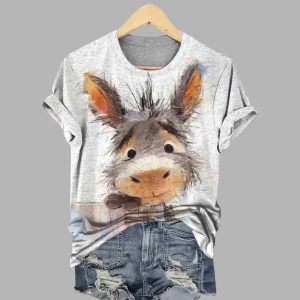 Cute Donkey Art Prints Casual Shirt 1