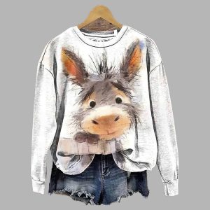 Cute Donkey Art Prints Casual Shirt 2