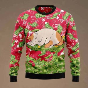 Lazy Sleeping Cat Ugly Christmas Sweater 2