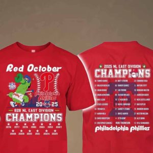 Red October Phillies 2025 B2B NL East Division Champions Shirt 2