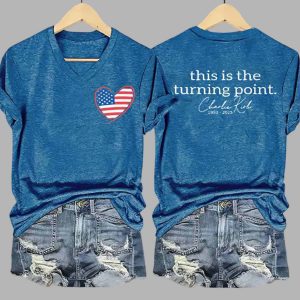 Womens This Is The Turning Point Charlie Kirk 1993 2025 Printed Shirt 4
