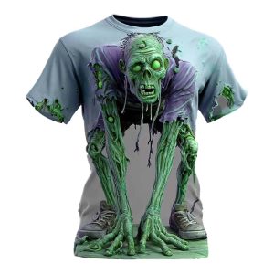 Halloween Mens Optical Illusion Zombies Shirt 4