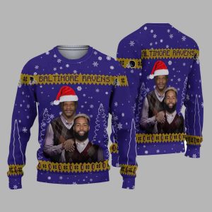 Lamar Jackson Odell Beckham Jr Step Brothers Ugly Christmas Sweater 1