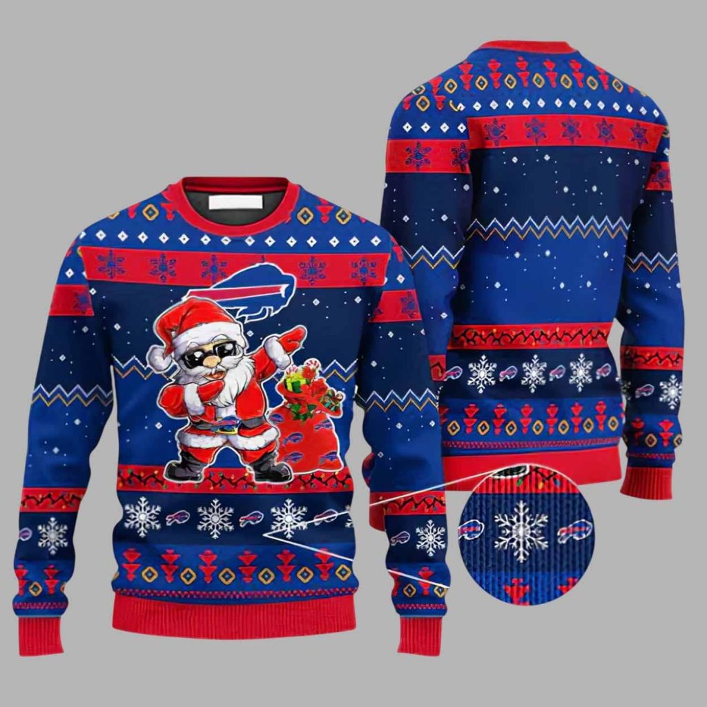 Bills Santa’s Touchdown Celebration Ugly Christmas Sweater Bills Santa’s Touchdown Celebration Ugly Christmas Sweater