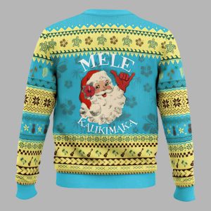 Mele Kalikimaka Retro Santa Shaka Aloha Ugly Christmas Sweater 3