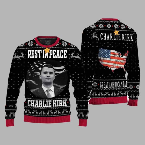 Charlie Kirk Rest In Peace Ugly Christmas Sweater
