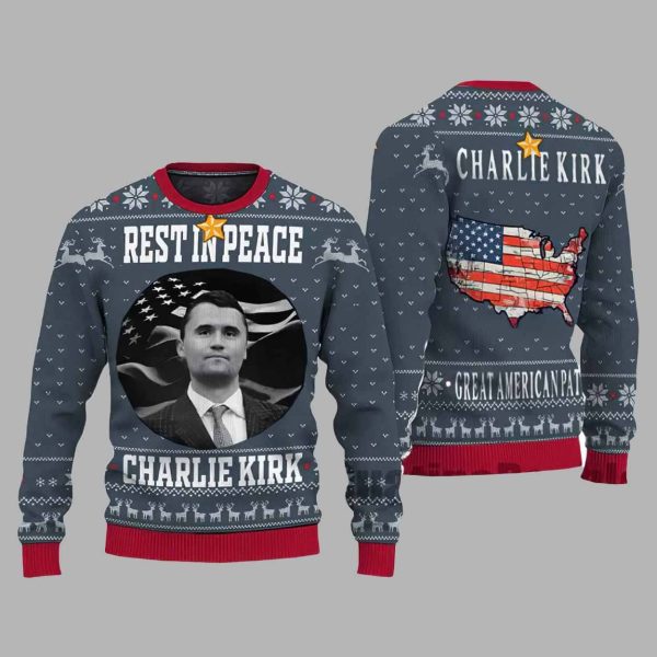Charlie Kirk Rest In Peace Ugly Christmas Sweater